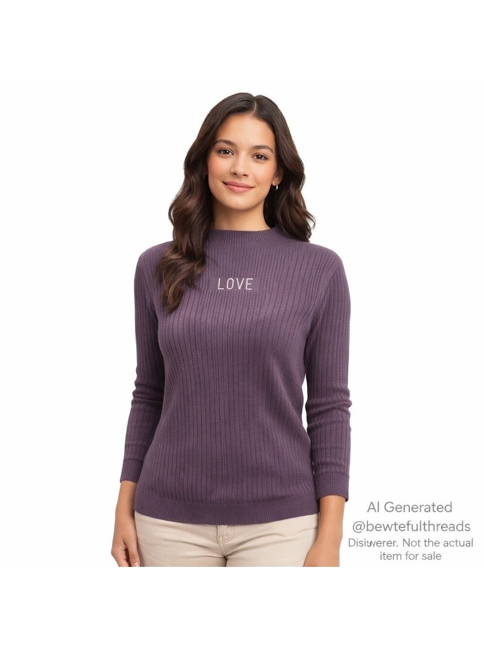 Lili Sidonio Molly Bracken Ribbed Mock Neck LOVE Knit Top Purple M